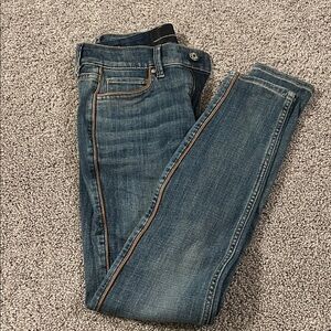 White House Black Market Blue Skinny Jeans with Brown Accents